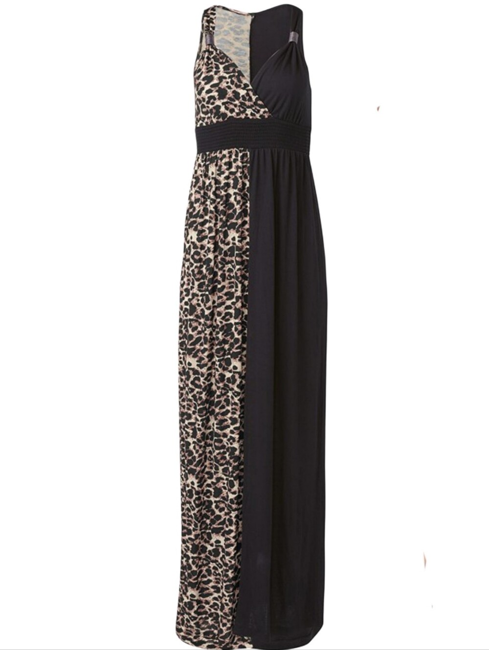 Venus Animal Print Leopard Cheetah Black Color Block Maxi Dress Size Small - Picture 2 of 5